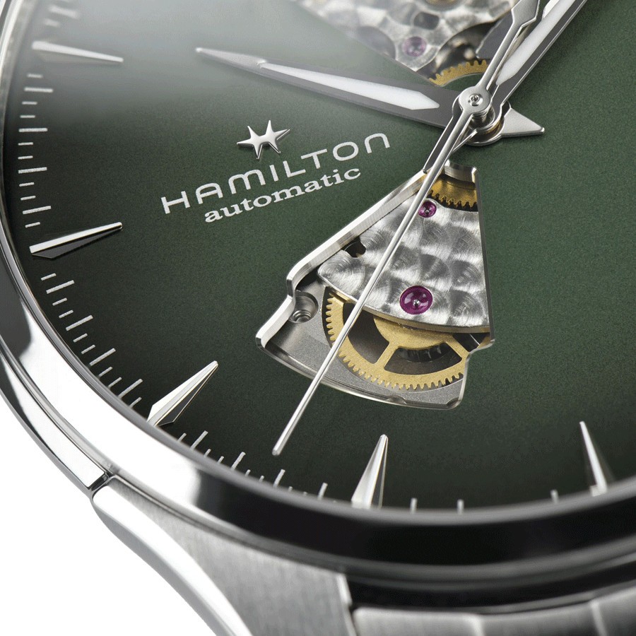 Hamilton Jazzmaster Open Heart Auto watch green dial steel bracelet 40 mm H32675160