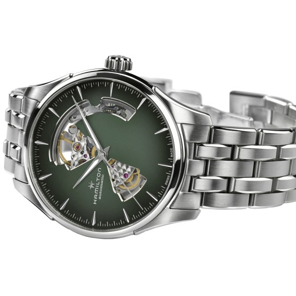 Hamilton Jazzmaster Open Heart Auto watch green dial steel bracelet 40 mm H32675160