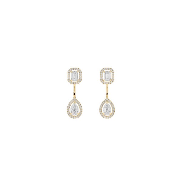 Boucles d'oreilles Messika My Twin Toi & Moi moyen modèle en or jaune et diamants