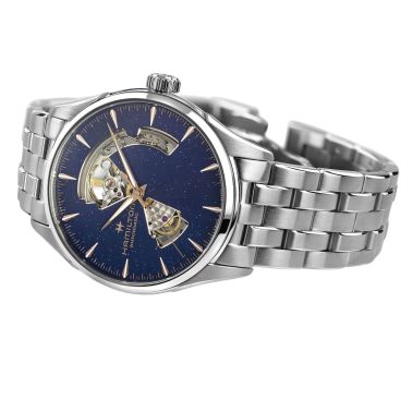 Hamilton Jazzmaster Open Heart Auto sparkling blue dial steel bracelet 42 mm