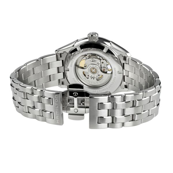 Montre Hamilton Jazzmaster Open Heart Auto cadran bleu scintillant bracelet acier 42 mm