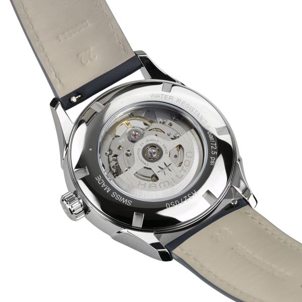 Hamilton Jazzmaster Open Heart Auto sparkling blue dial blue leather strap 42 mm