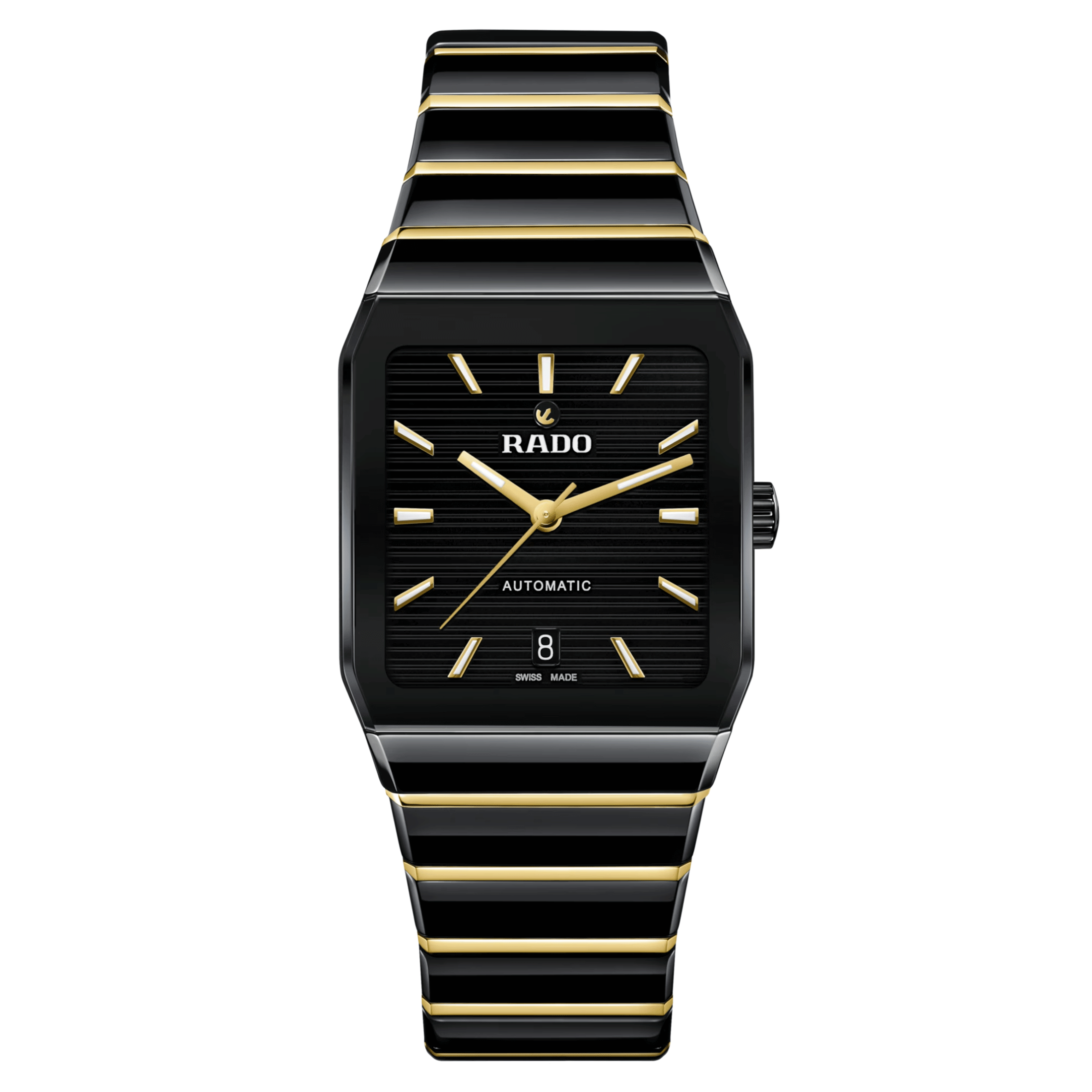 Rado Anatom automatic watch black dial steel bracelet pvd yellow gold and black ceramic 32.5 mm R10200152