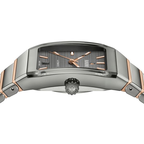 Rado Anatom automatic watch grey dial steel bracelet pvd rose gold and grey ceramic 32.5 mm R10203102