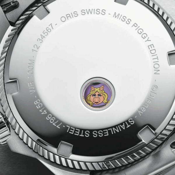Oris ProPilot X Miss Piggy automatic watch pink dial steel bracelet 34 mm 01 531 7796 4158-07 8 17 05LC