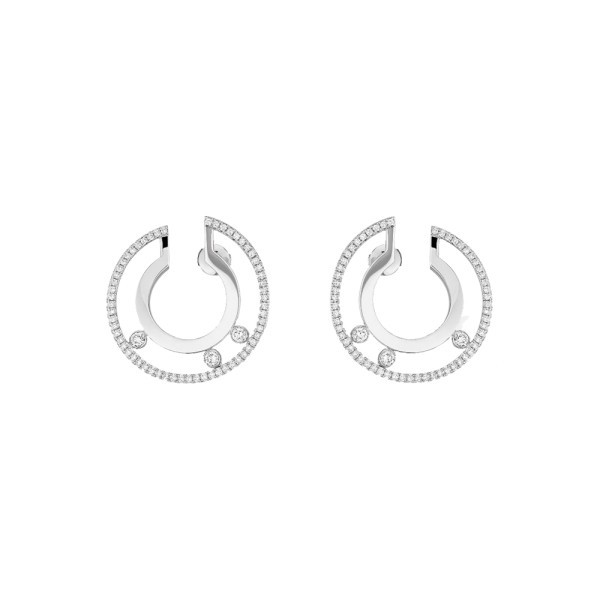 Créoles Messika Move Romane petit modèle en or blanc et diamants