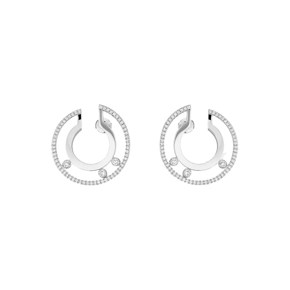 Créoles Messika Move Romane petit modèle en or blanc et diamants