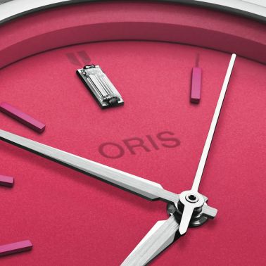 Oris ProPilot X Miss Piggy automatic watch pink dial steel bracelet 34 mm 01 531 7796 4158-07 8 17 05LC