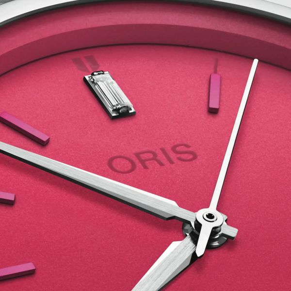 Oris ProPilot X Miss Piggy automatic watch pink dial steel bracelet 34 mm 01 531 7796 4158-07 8 17 05LC