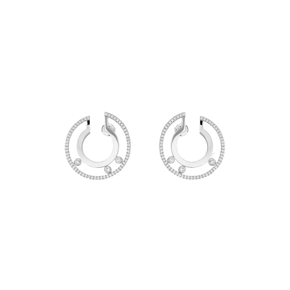 Créoles Messika Move Romane petit modèle en or blanc et diamants