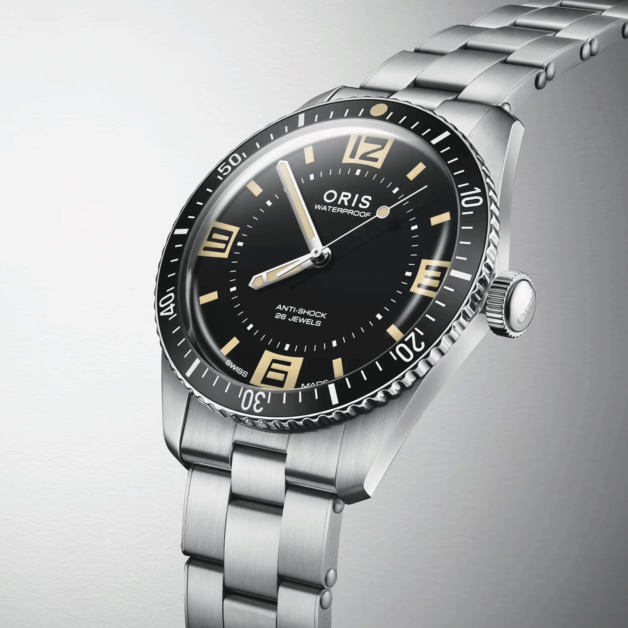 Oris Divers 60TH Anniversary Edition automatic watch black dial steel bracelet 40 mm 01 733 7772 4034-Set