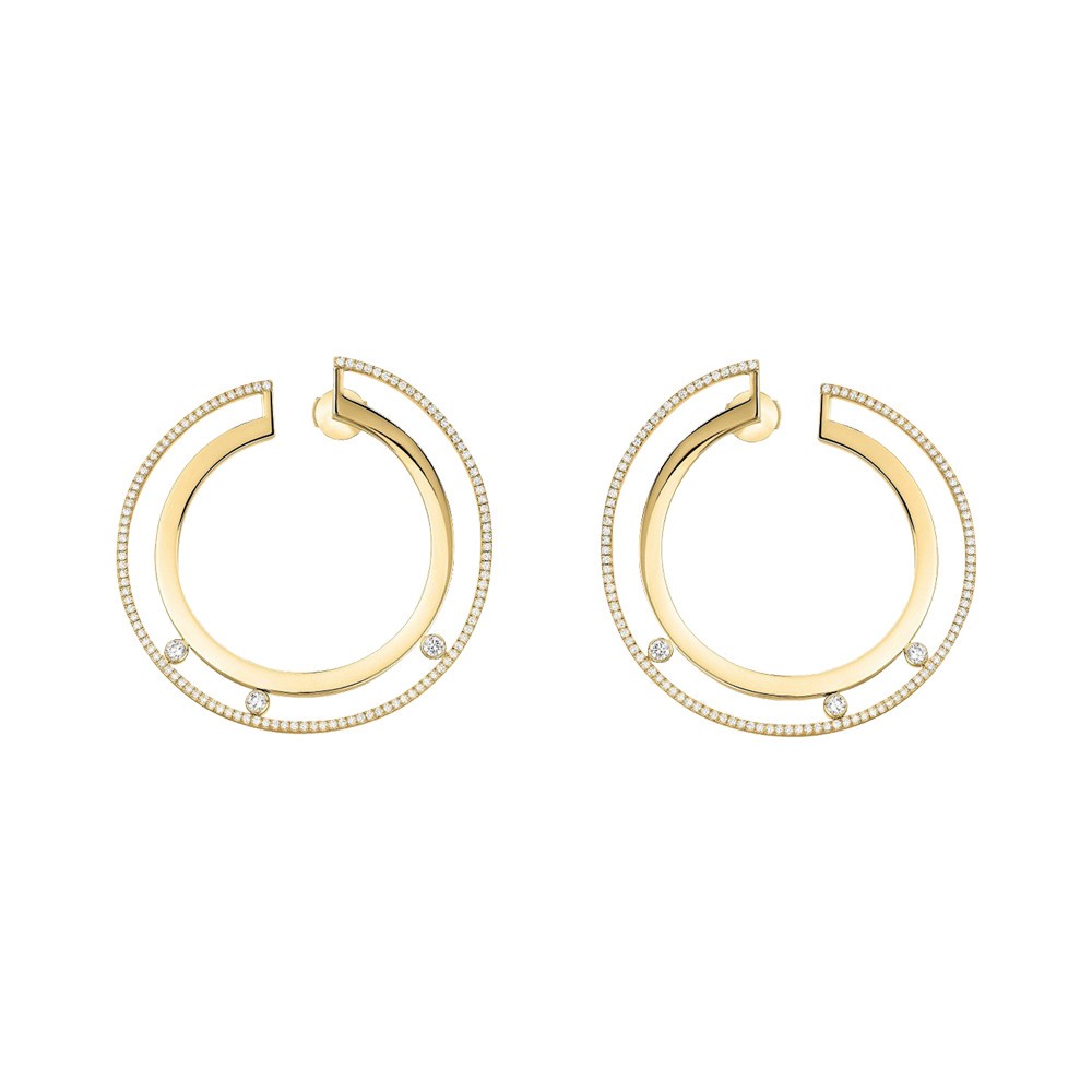 Créoles Messika Move Romane grand modèle en or jaune et diamants