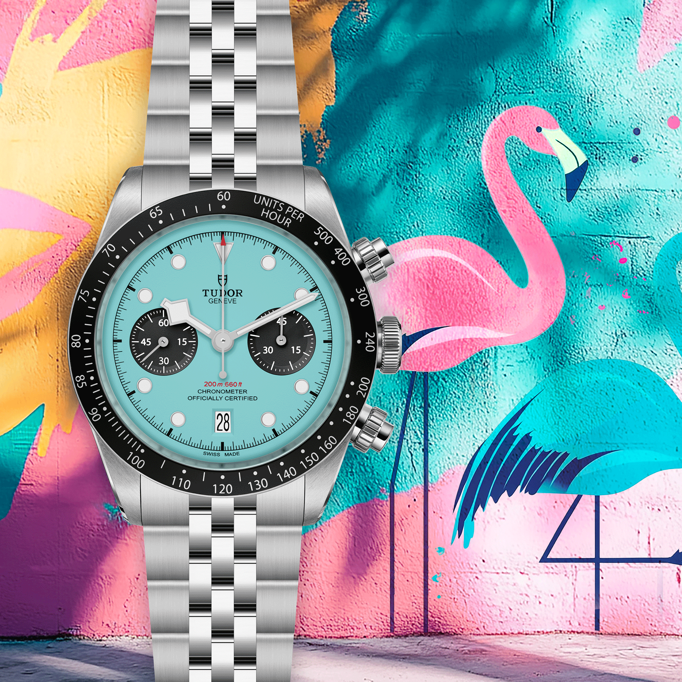 Tudor Black Bay Chrono "Flamingo Blue" automatic watch blue dial steel bracelet 41 mm M79360N-0024