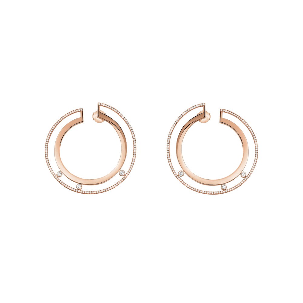 Créoles Messika Move Romane grand modèle en or rose et diamants