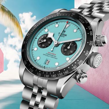 Tudor Black Bay Chrono "Flamingo Blue" automatic watch blue dial steel bracelet 41 mm