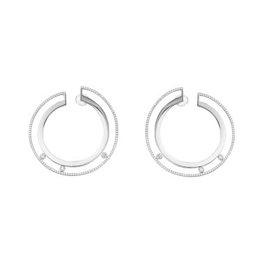 Créoles Messika Move Romane grand modèle en or blanc et diamants