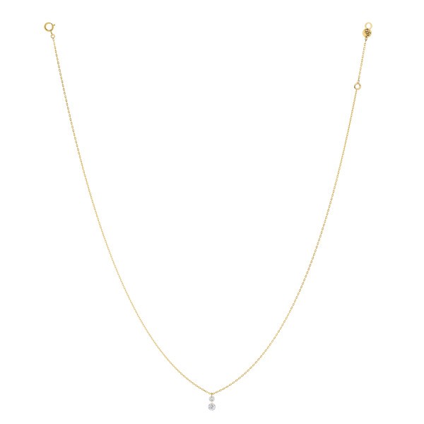 Collier La Brune et La Blonde 360° Duo en or jaune 2 diamants taille brillant 0,35 carat