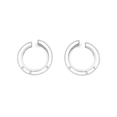 Créoles Messika Move Romane grand modèle en or blanc et diamants