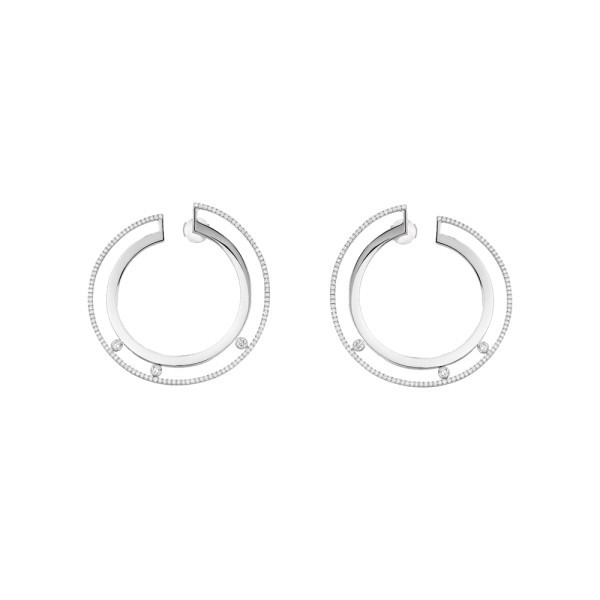 Créoles Messika Move Romane grand modèle en or blanc et diamants
