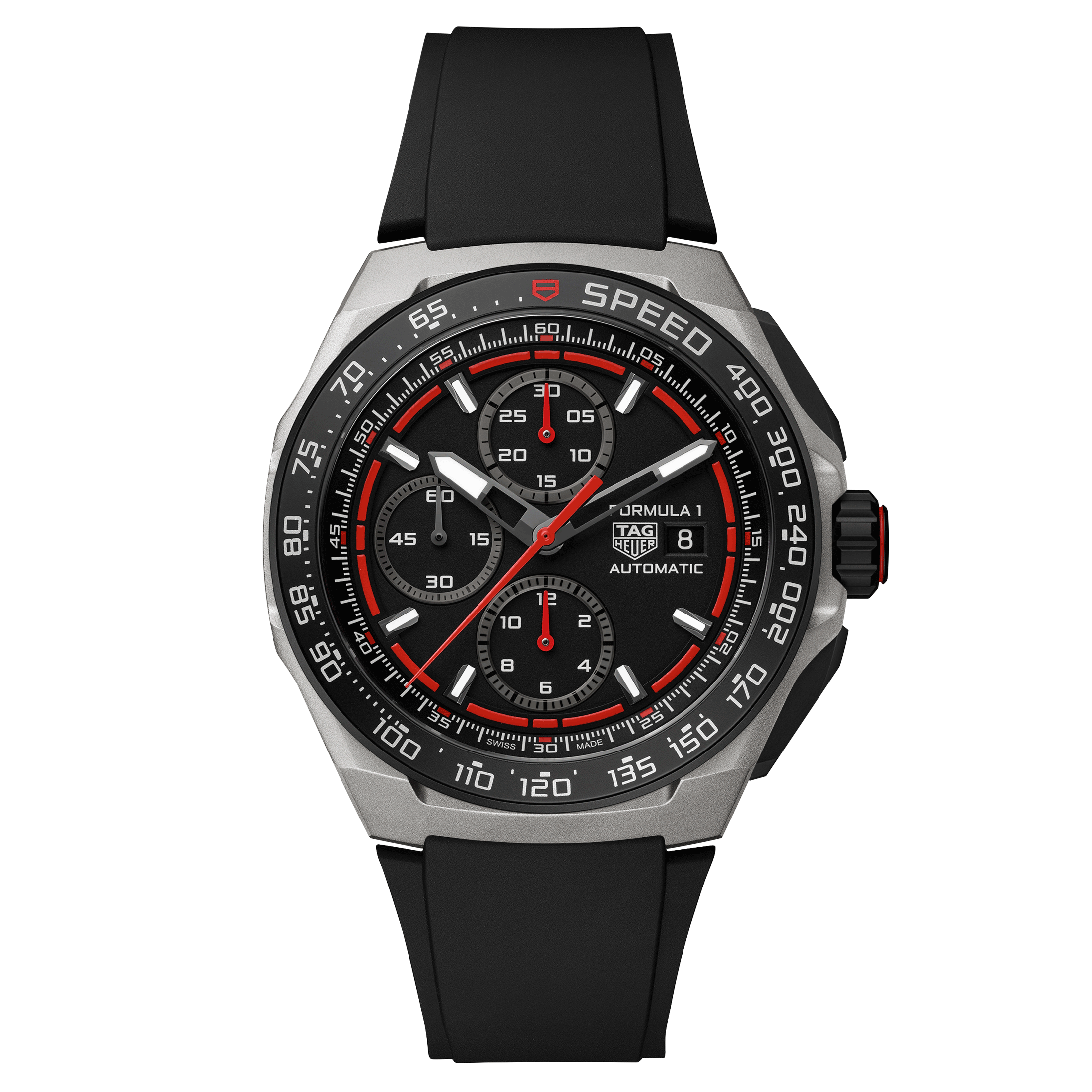 TAG Heuer Formula 1 Automatic Chronograph watch black dial black rubber strap 44 mm CBZ2082.FT8096