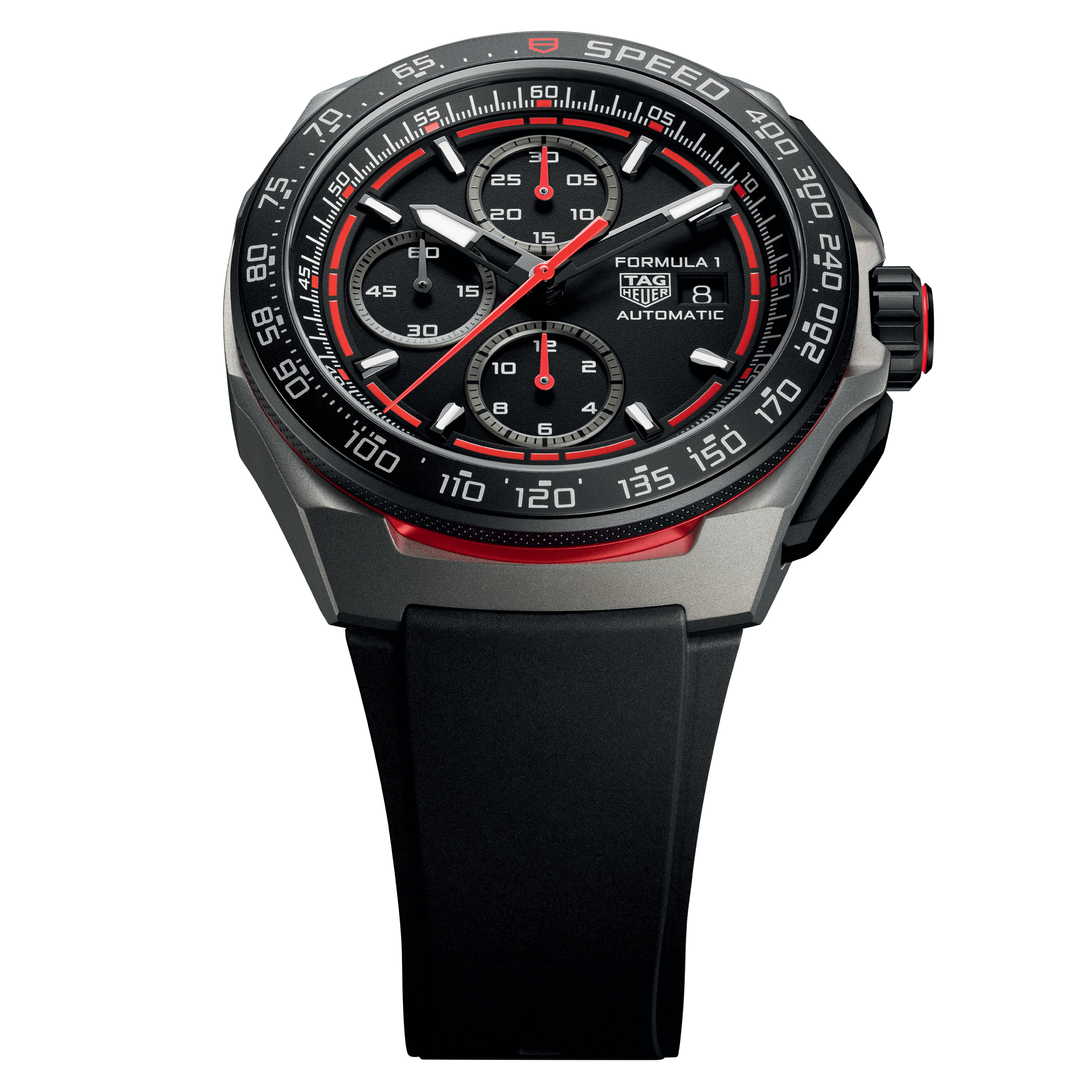 TAG Heuer Formula 1 Automatic Chronograph watch black dial black rubber strap 44 mm CBZ2082.FT8096
