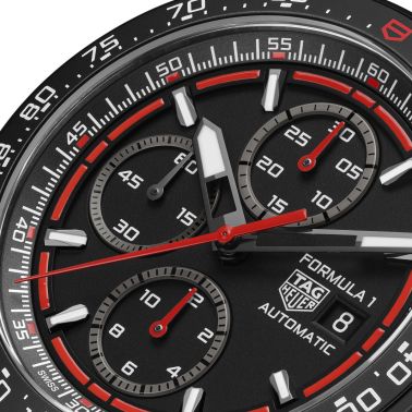 TAG Heuer Formula 1 Automatic Chronograph watch black dial red rubber strap 44 mm CBZ2085.FT8093