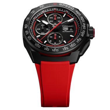 TAG Heuer Formula 1 Automatic Chronograph watch black dial red rubber strap 44 mm CBZ2085.FT8093