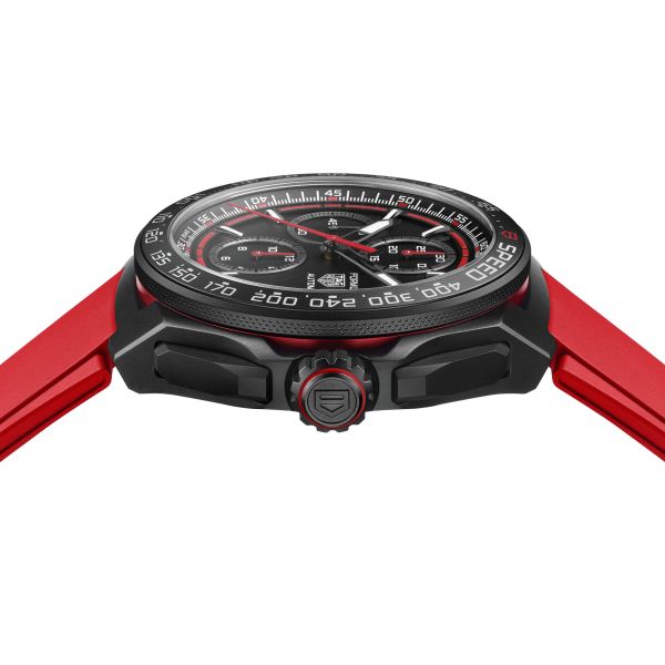 TAG Heuer Formula 1 Automatic Chronograph watch black dial red rubber strap 44 mm CBZ2085.FT8093