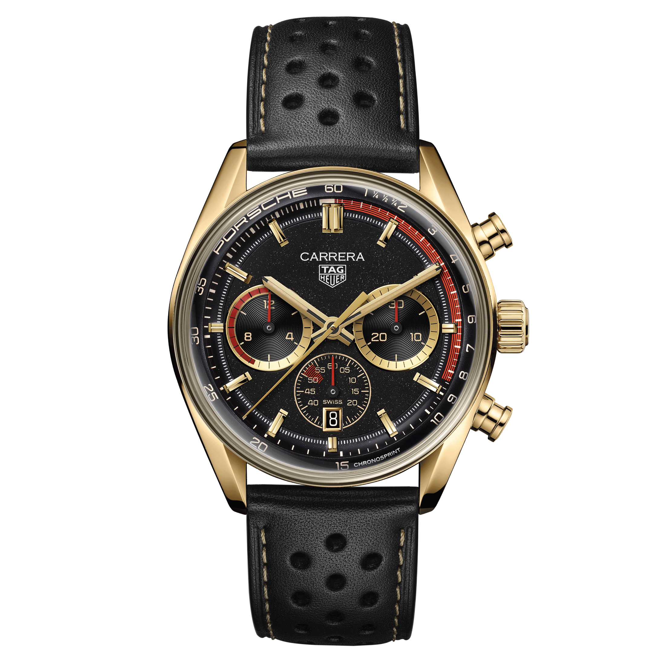 TAG Heuer Carrera Chronosprint x Porsche Rallye Yellow Gold automatic watch 42 mm CBS2041.EB0382