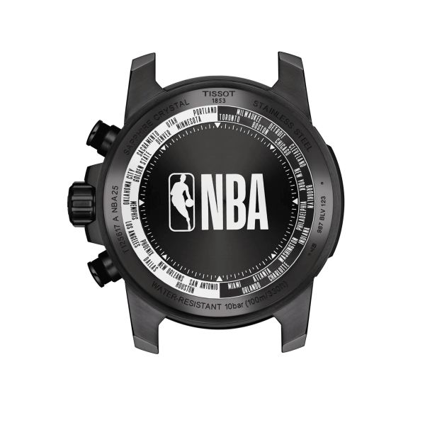 Montre Tissot Supersport Chronographe NBA quartz cadran anthracite bracelet cuir noir 45,5 mm T125.617.37.067.00