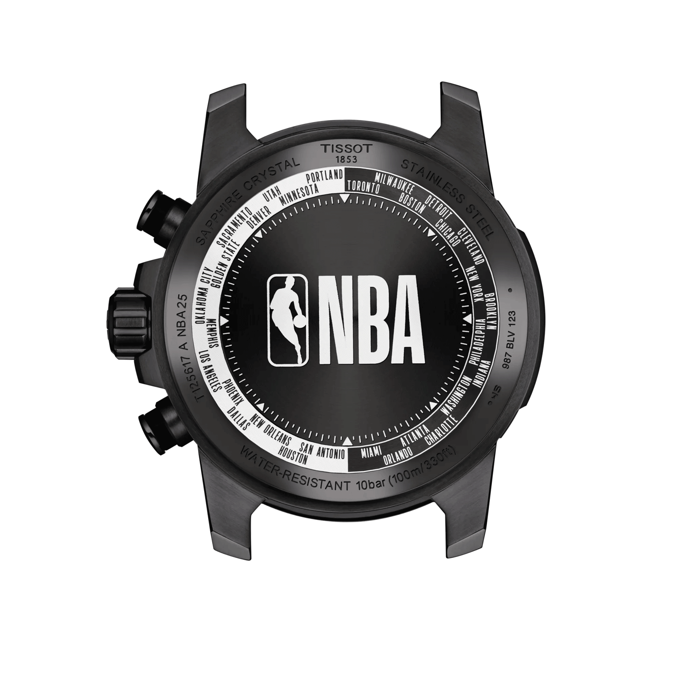 Tissot Supersport NBA quartz chronograph watch anthracite dial black leather strap 45.5 mm T125.617.37.067.00