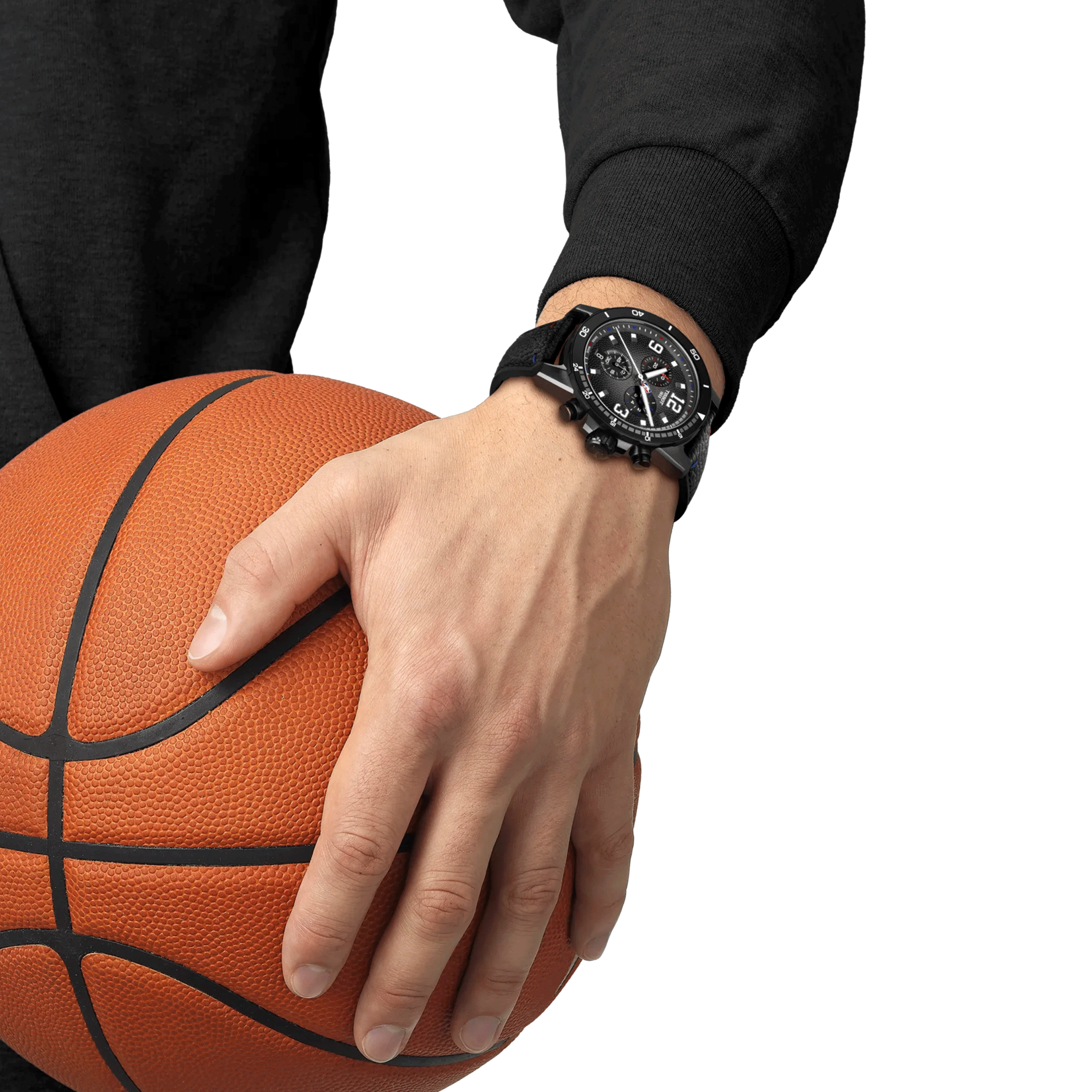 Montre Tissot Supersport Chronographe NBA quartz cadran anthracite bracelet cuir noir 45,5 mm T125.617.37.067.00
