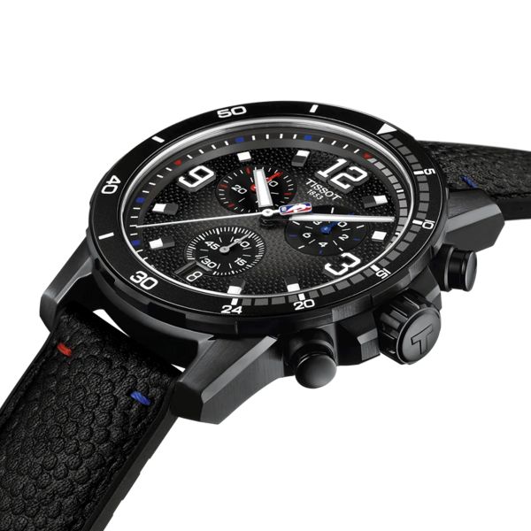 Tissot Supersport NBA quartz chronograph watch anthracite dial black leather strap 45.5 mm T125.617.37.067.00