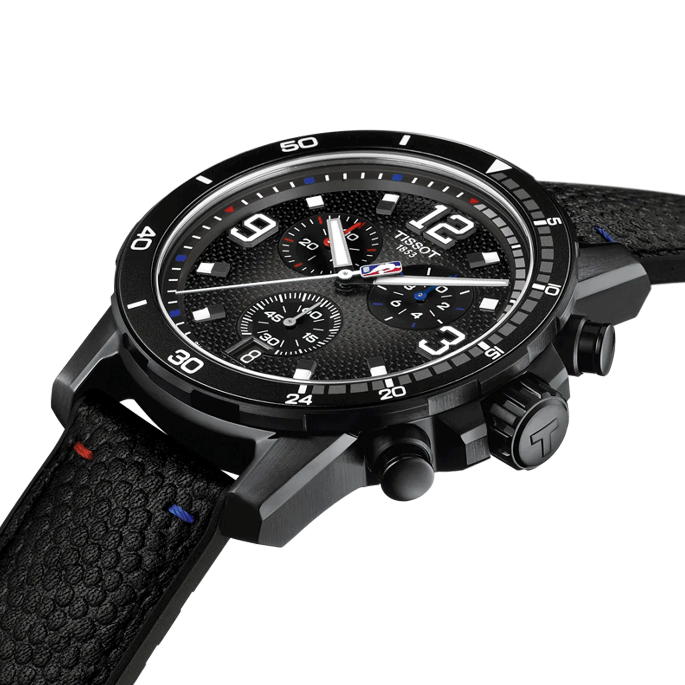 Tissot Supersport NBA quartz chronograph watch anthracite dial black leather strap 45.5 mm T125.617.37.067.00