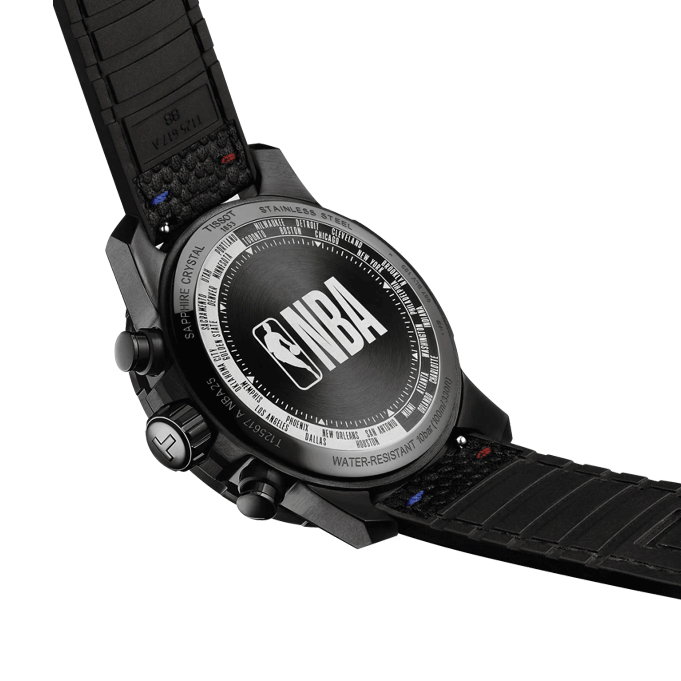 Montre Tissot Supersport Chronographe NBA quartz cadran anthracite bracelet cuir noir 45,5 mm T125.617.37.067.00