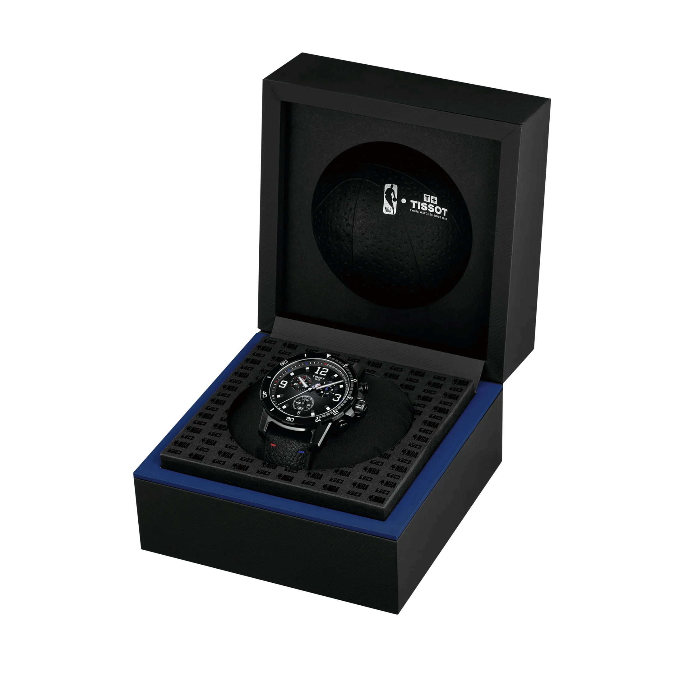 Montre Tissot Supersport Chronographe NBA quartz cadran anthracite bracelet cuir noir 45,5 mm T125.617.37.067.00