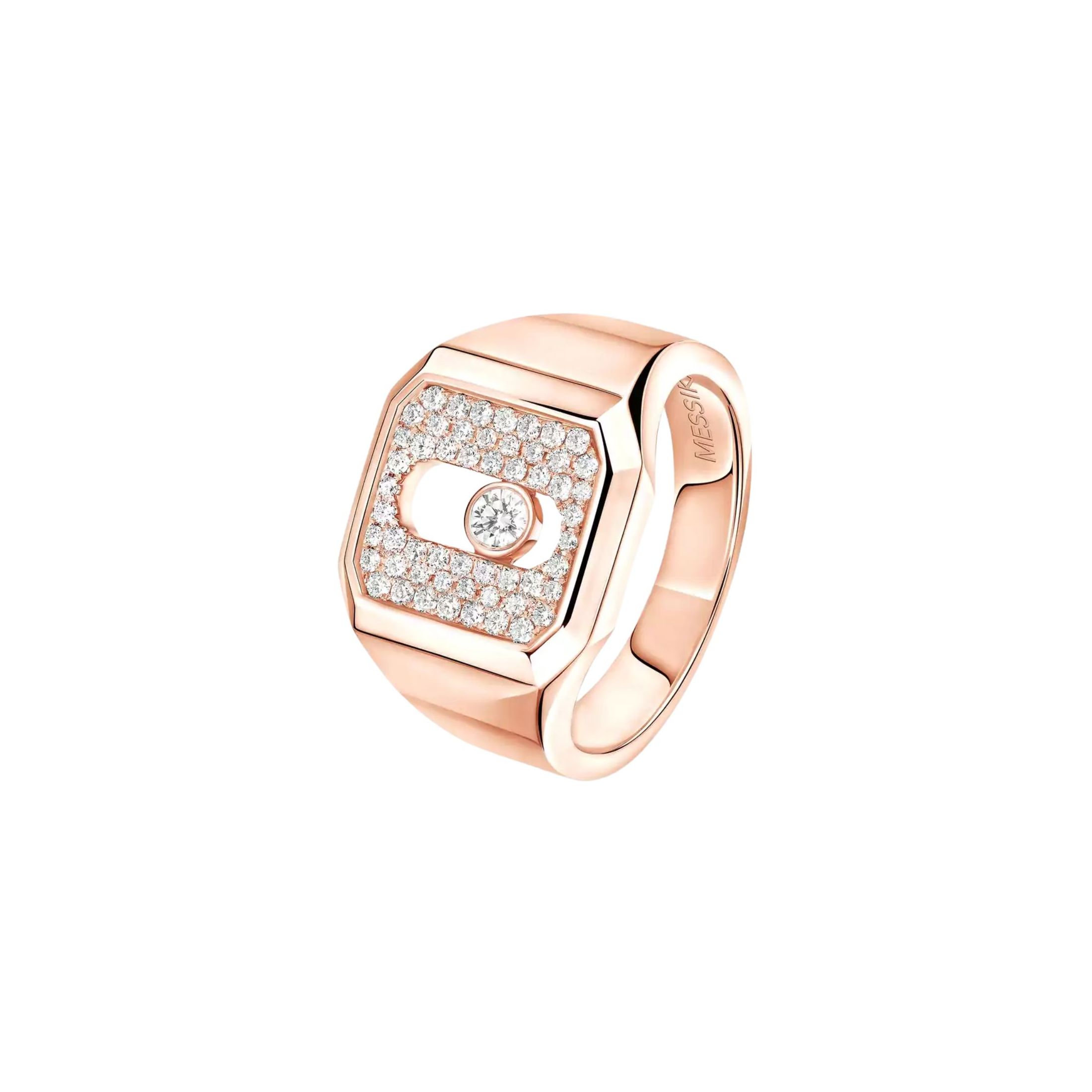 Chevalière Messika Move Joaillerie en or rose et diamants Lepage