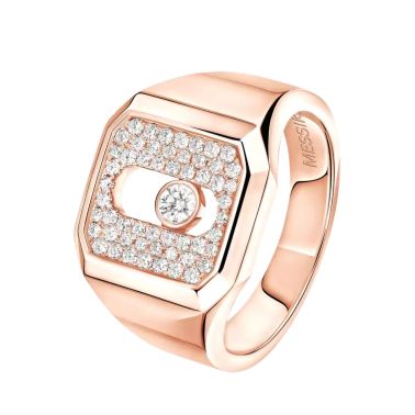 Chevalière Messika Move Joaillerie en or rose et diamants