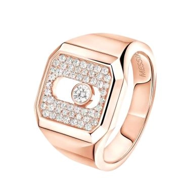 Chevalière Messika Move Joaillerie en or rose et diamants