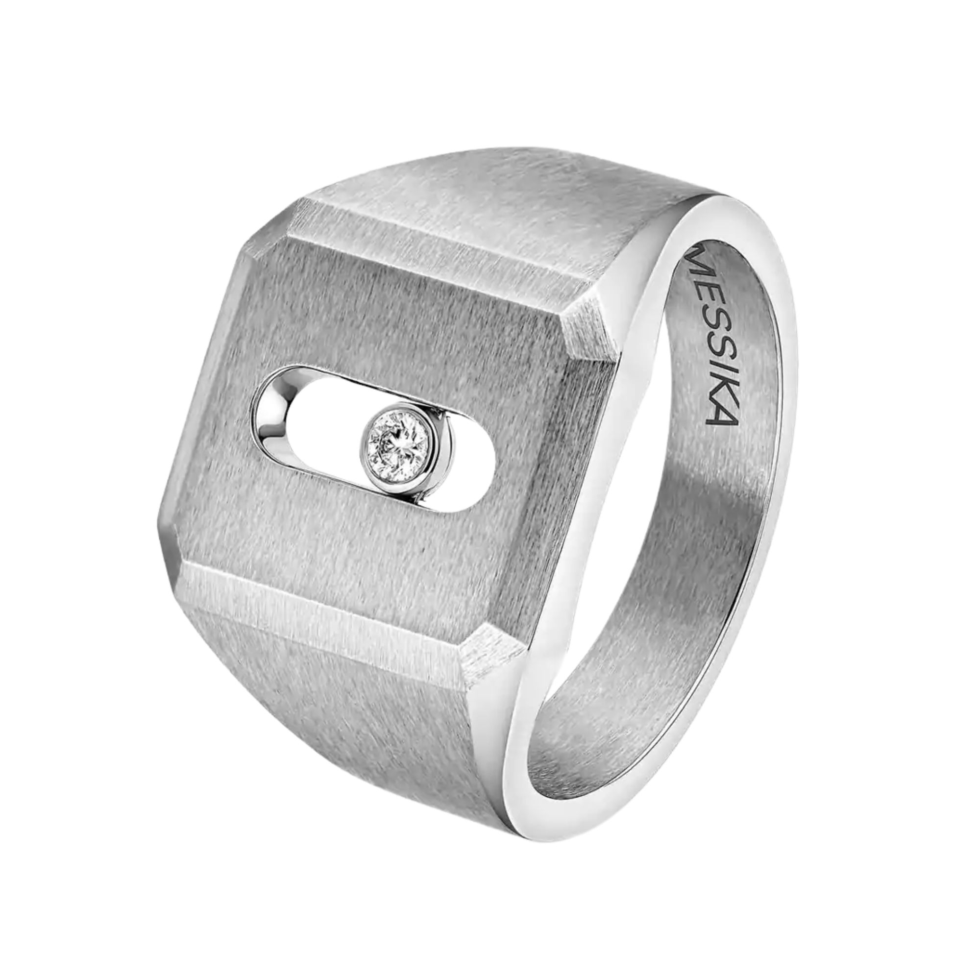 Messika Move Joaillerie Chevalière in natural titanium and diamond