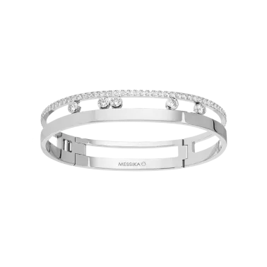 Bangle Messika Move Romane grand modèle en or blanc et diamants