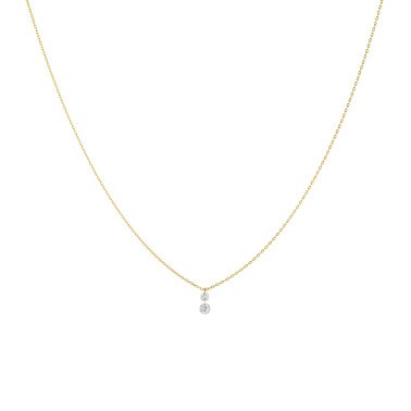 Collier La Brune et La Blonde 360° Duo en or jaune 2 diamants taille brillant 0,20 carat