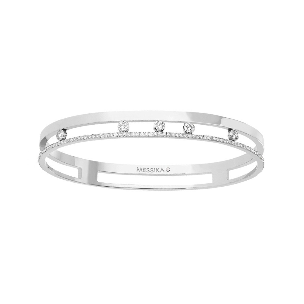 Bangle Messika Move Romane en or blanc et diamants