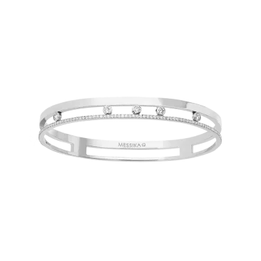 Bangle Messika Move Romane en or blanc et diamants