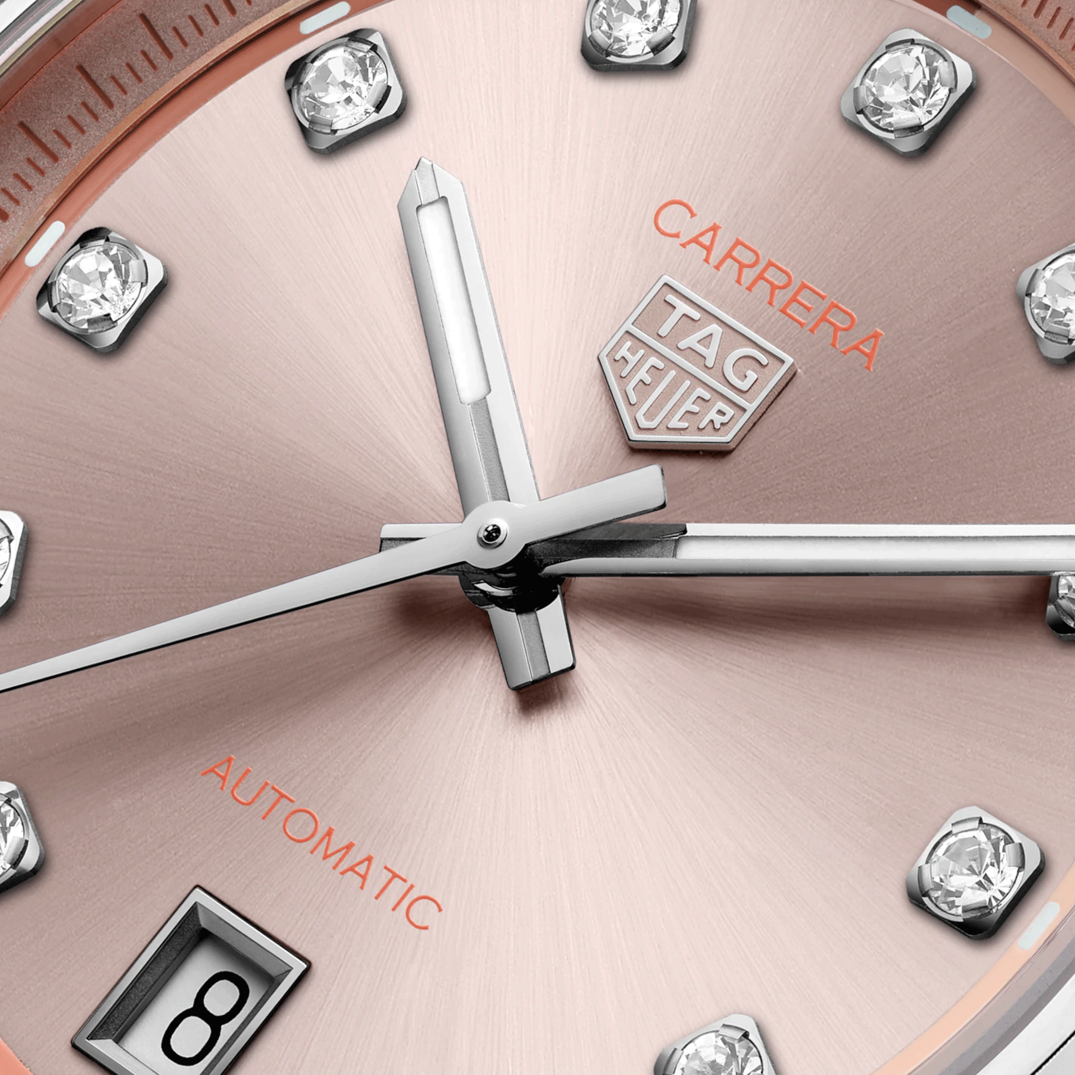 Montre TAG Heuer Carrera Date automatique index diamants cadran rose bracelet acier 36 mm WBN231D.BA0001