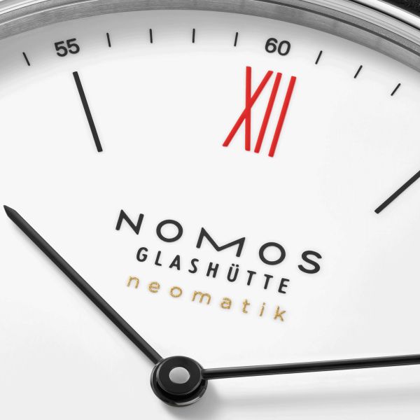 NOMOS Ludwig Neomatik 39 Doctors Without Borders automatic watch white dial black leather strap 38.5 mm 250.S2