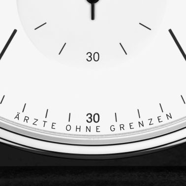 NOMOS Ludwig Neomatik 39 Doctors Without Borders automatic watch white dial black leather strap 38.5 mm 250.S2