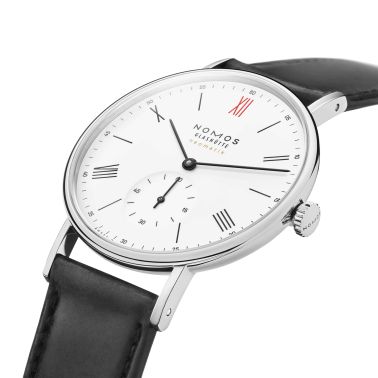 NOMOS Ludwig Neomatik 39 Doctors Without Borders automatic watch white dial black leather strap 38.5 mm 250.S2