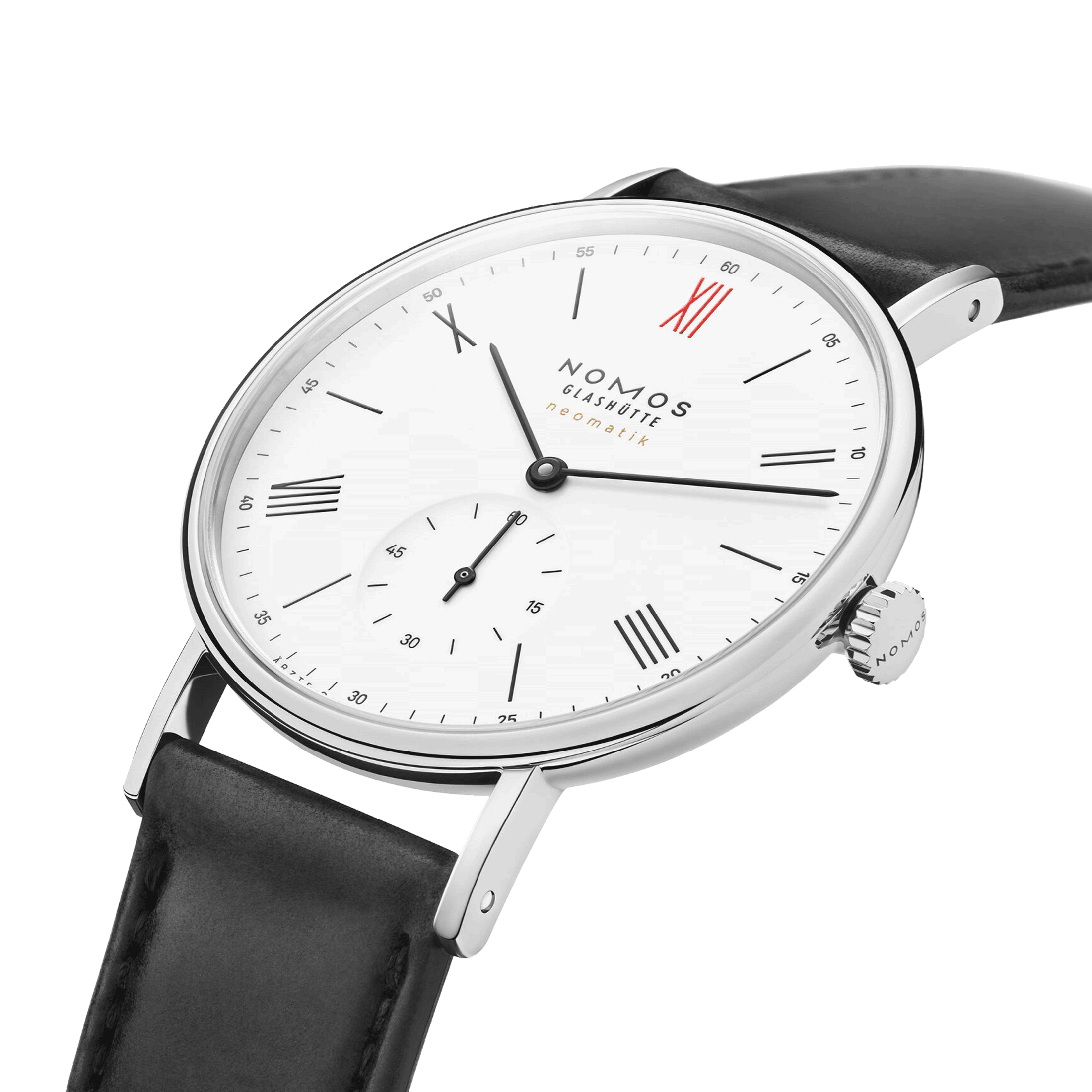 NOMOS Ludwig Neomatik 39 Doctors Without Borders automatic watch white dial black leather strap 38.5 mm 250.S2