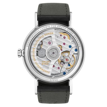 NOMOS Ludwig Neomatik Doctors Without Borders automatic watch white dial black leather strap 36 mm 282.S2